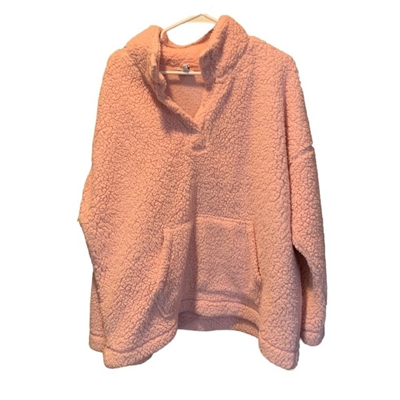 Jenni Intimates Pullover Quarter Button Up Fleece Pink XXL - Picture 1 of 6
